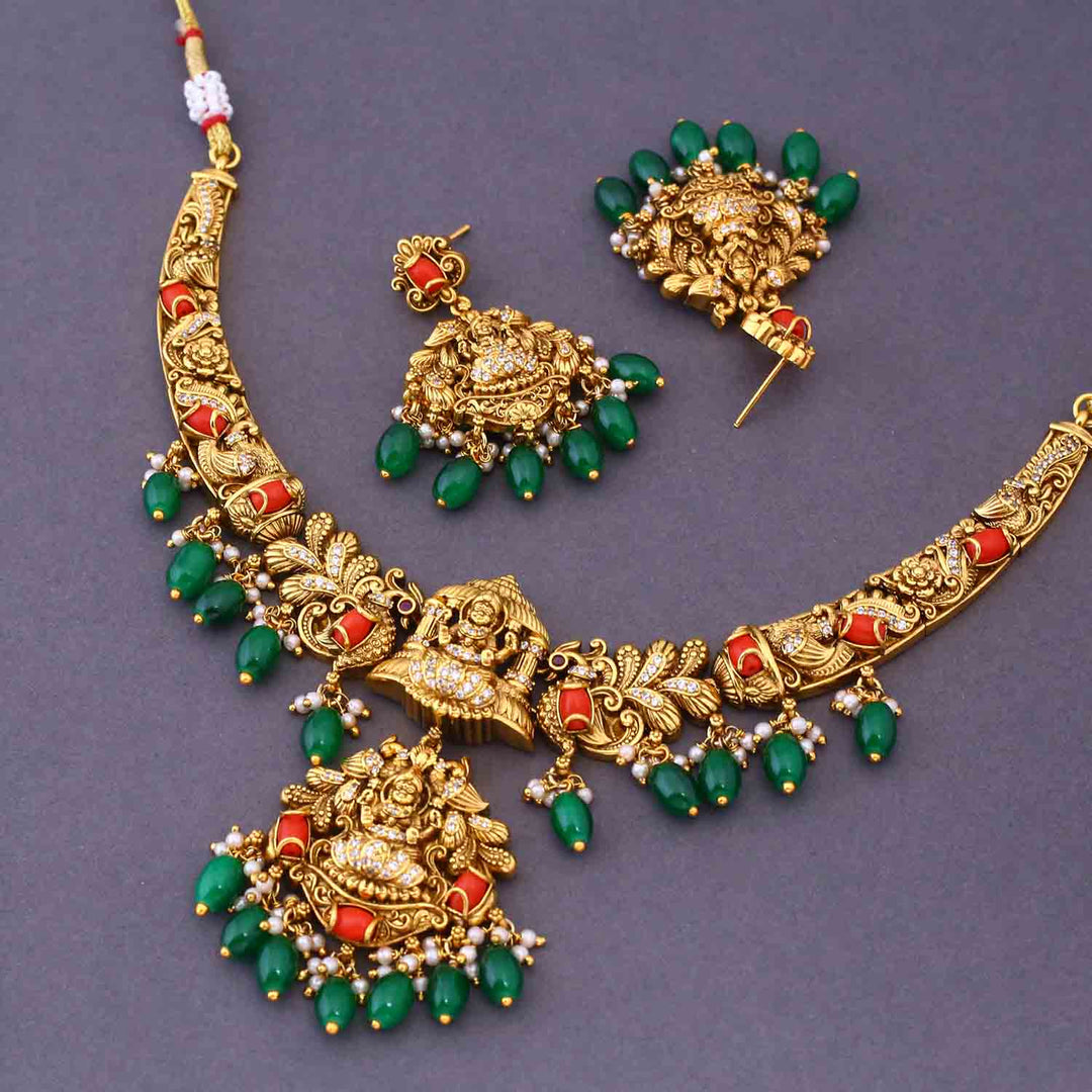 Multicolor Vasudayai Hasli Temple Jewellery Set- New Arrival