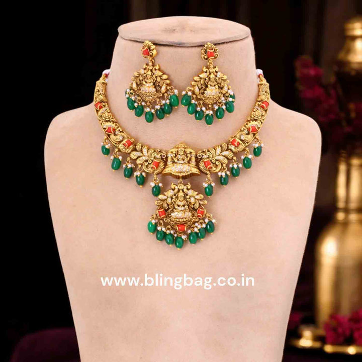 Multicolor Vasudayai Hasli Temple Jewellery Set- New Arrival