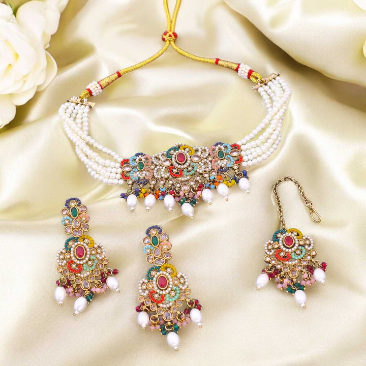 Multicolor Velmira Kundan Jewellery Set