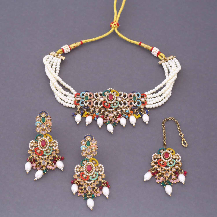 Multicolor Velmira Kundan Jewellery Set