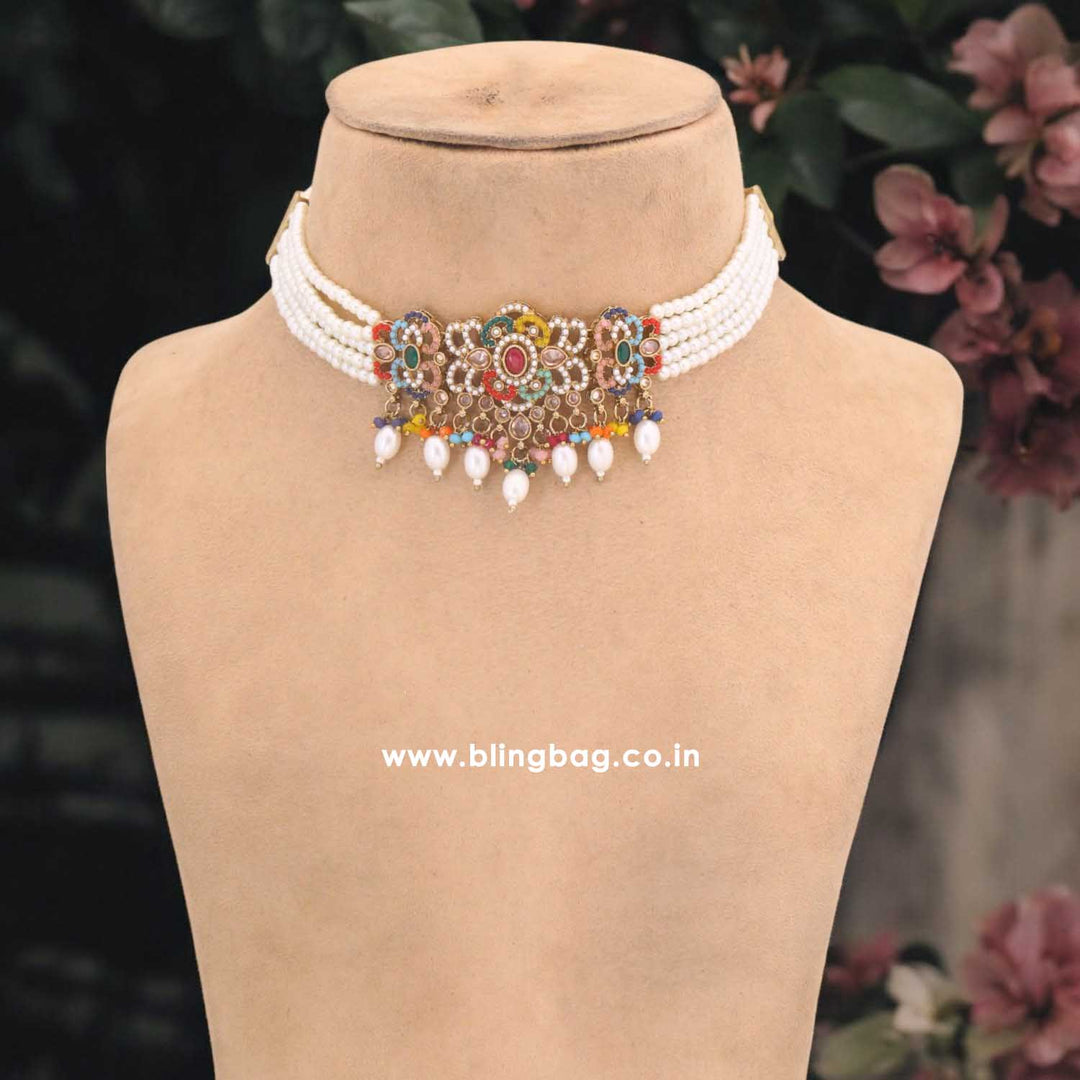 Multicolor Velmira Kundan Jewellery Set