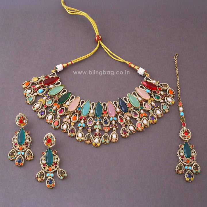 Multicolor Vihana Kundan Jewellery Set - New Arrival