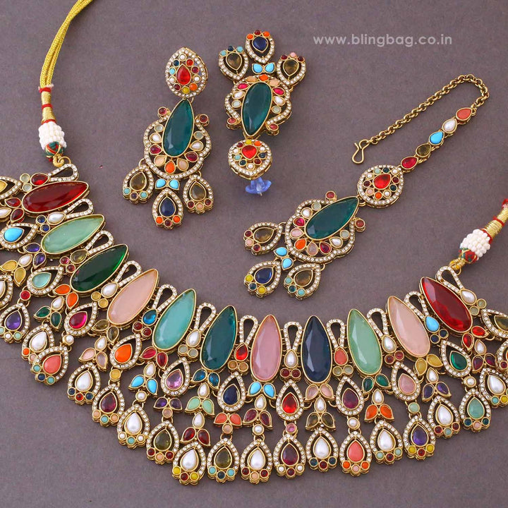 Multicolor Vihana Kundan Jewellery Set - New Arrival