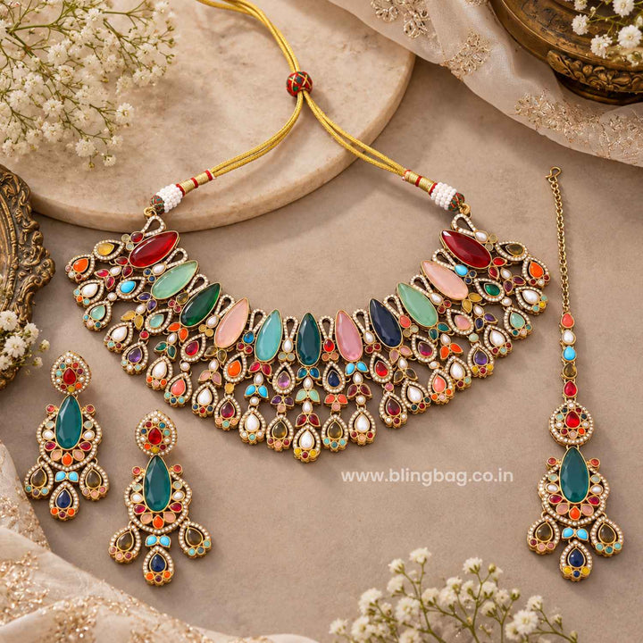 Multicolor Vihana Kundan Jewellery Set - New Arrival