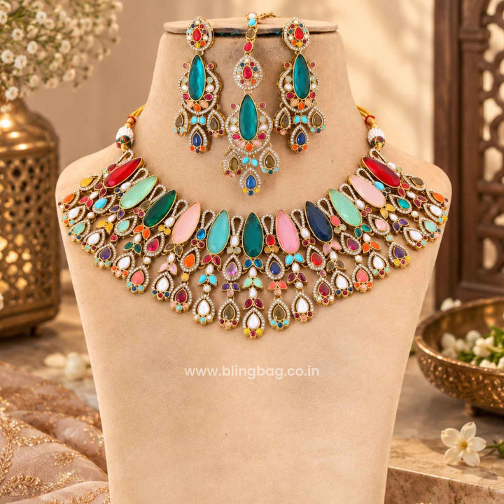 Multicolor Vihana Kundan Jewellery Set - New Arrival