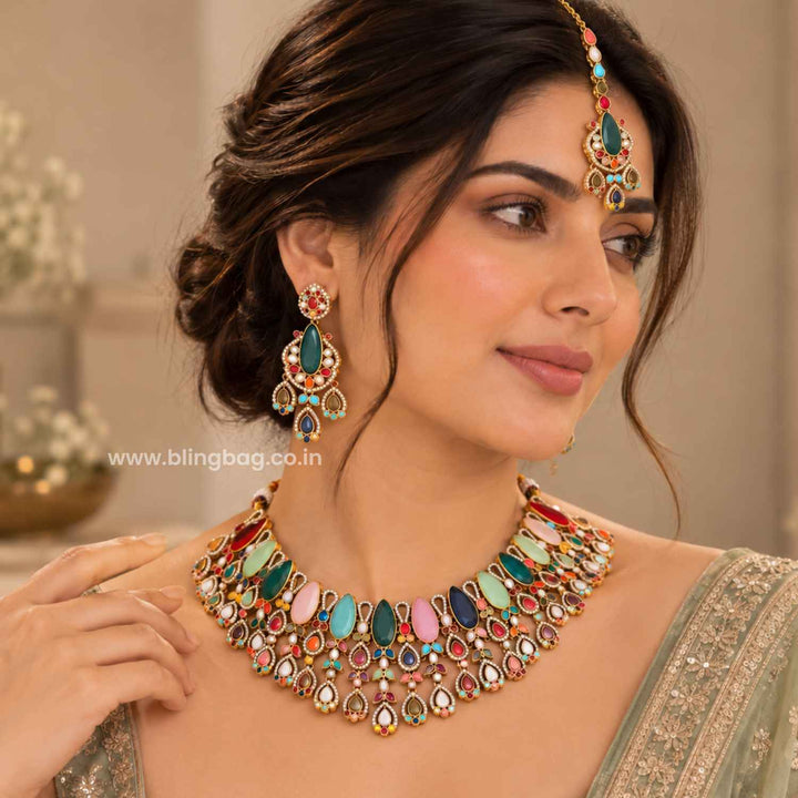 Multicolor Vihana Kundan Jewellery Set - New Arrival