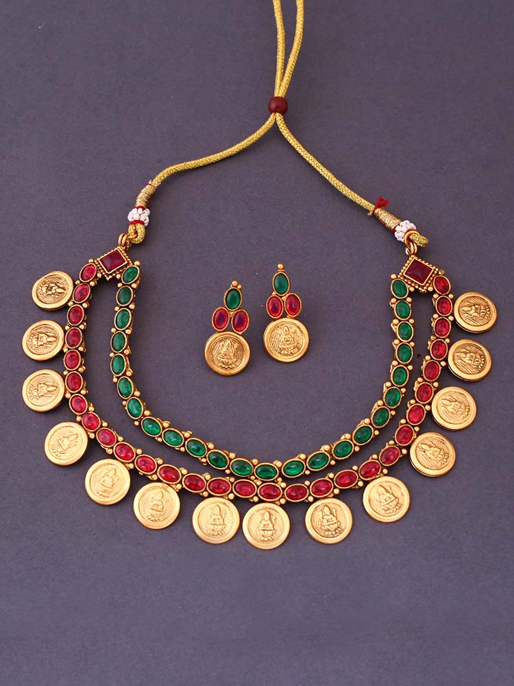 Multicolor Yama Temple Jewellery Set - New Arrival