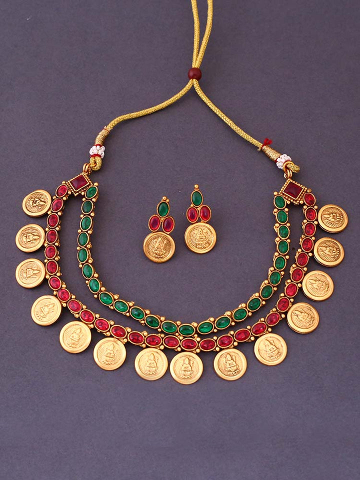 Multicolor Yama Temple Jewellery Set - New Arrival