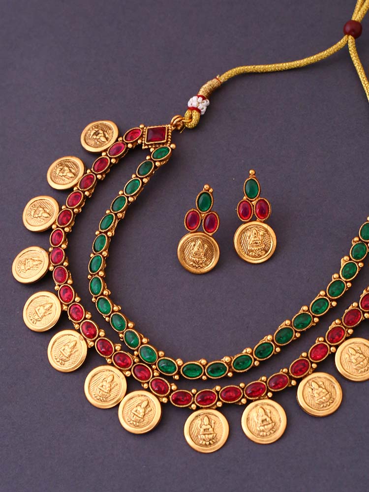 Multicolor Yama Temple Jewellery Set - New Arrival