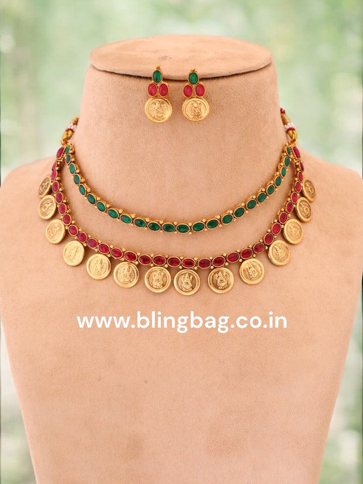 Multicolor Yama Temple Jewellery Set - New Arrival