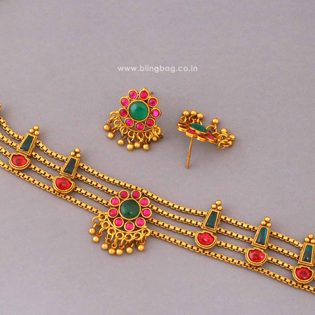 Multicolor Yamunaa Antique Jewellery Set- New Arrival
