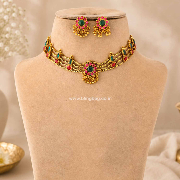 Multicolor Yamunaa Antique Jewellery Set- New Arrival