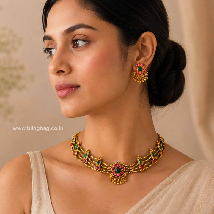Multicolor Yamunaa Antique Jewellery Set- New Arrival