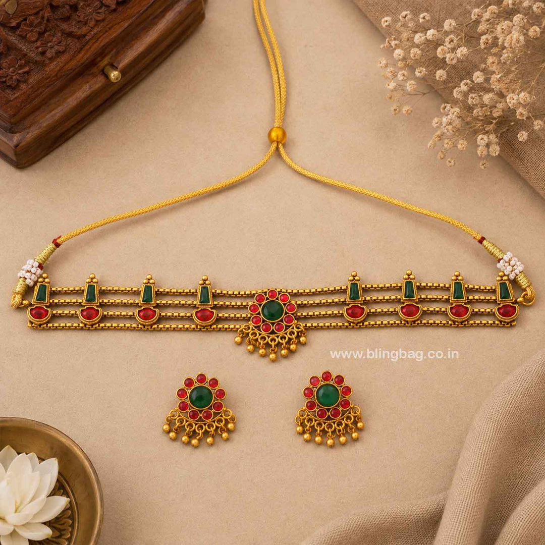 Multicolor Yamunaa Antique Jewellery Set- New Arrival