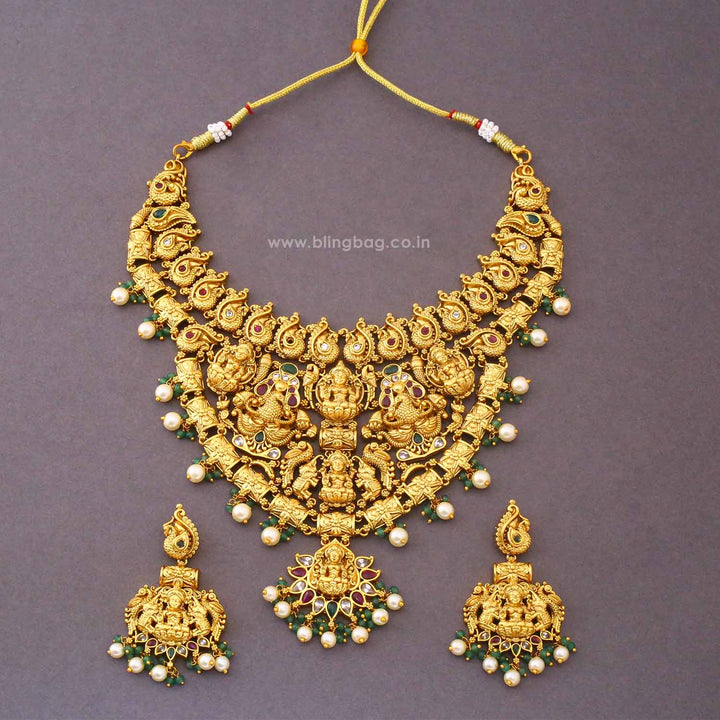 Multicolor Yamunashi Temple Jewellery Set- New Arrival