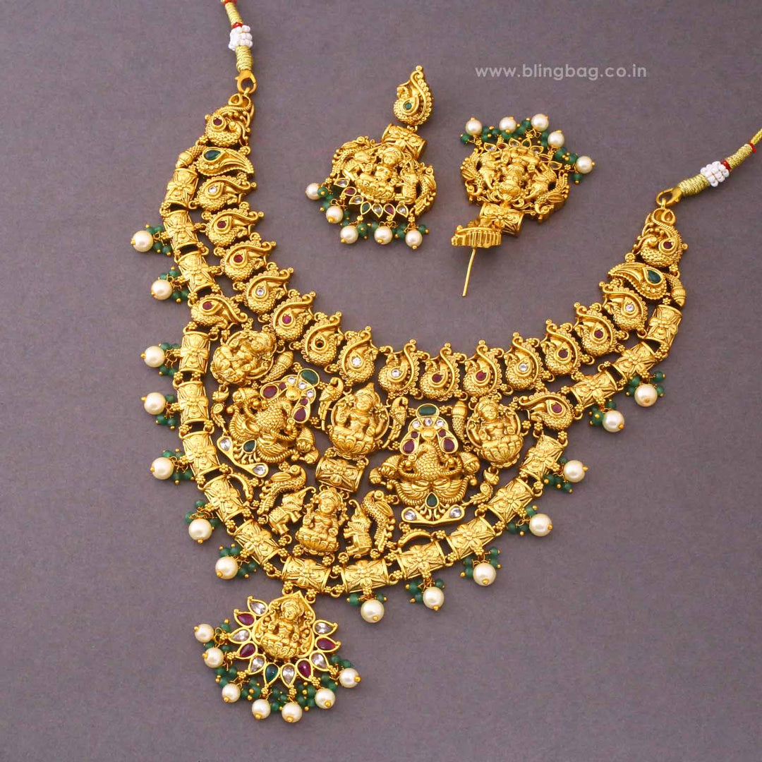 Multicolor Yamunashi Temple Jewellery Set- New Arrival