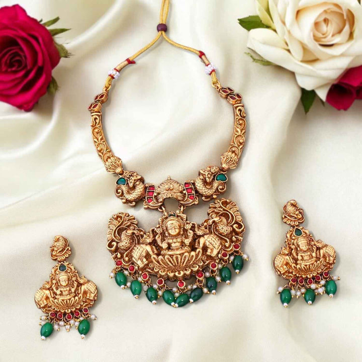 Multicolor Yashasvini Hasli Temple Jewellery Set- New Arrival