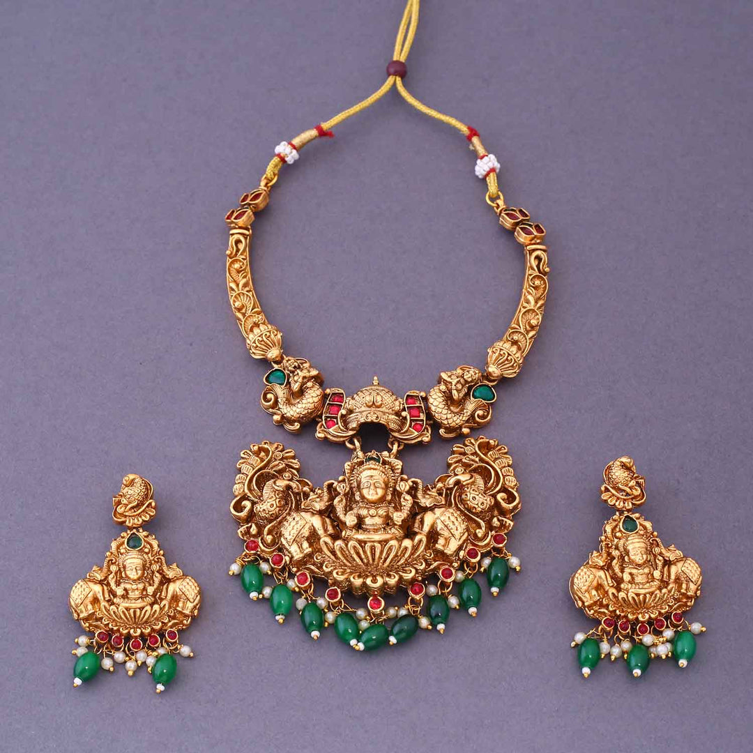 Multicolor Yashasvini Hasli Temple Jewellery Set- New Arrival