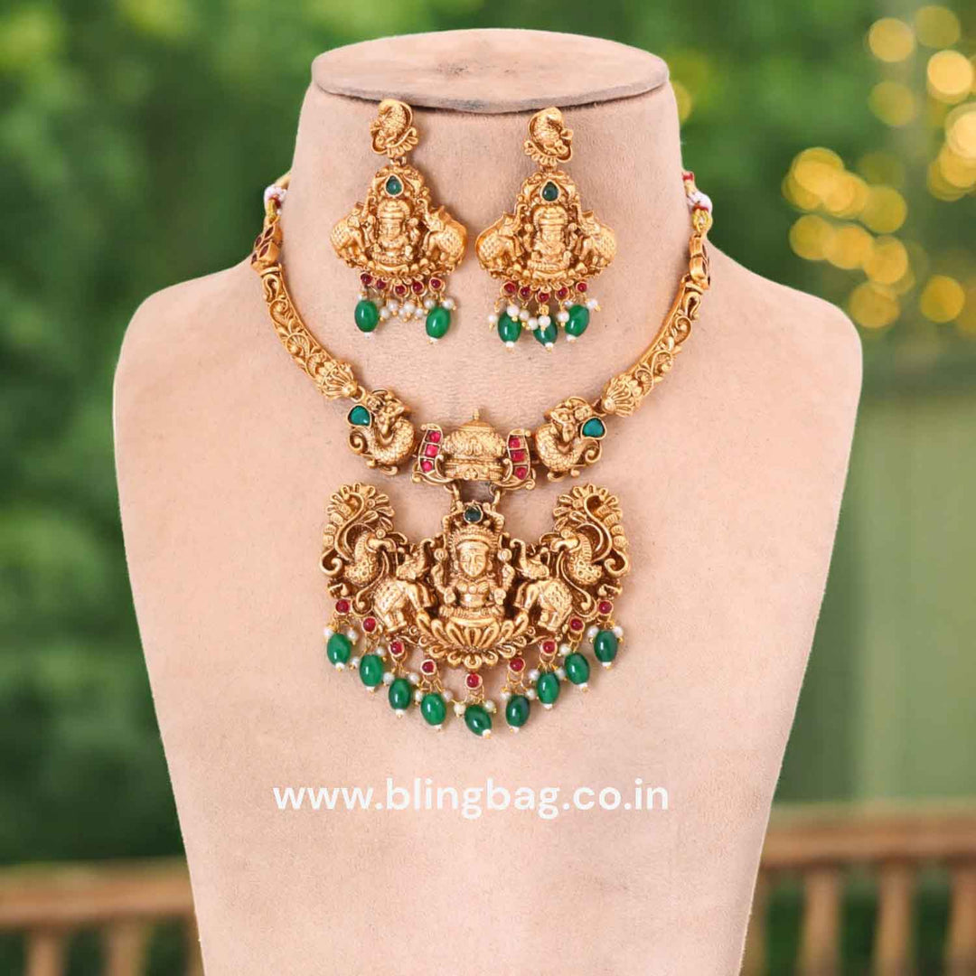 Multicolor Yashasvini Hasli Temple Jewellery Set- New Arrival