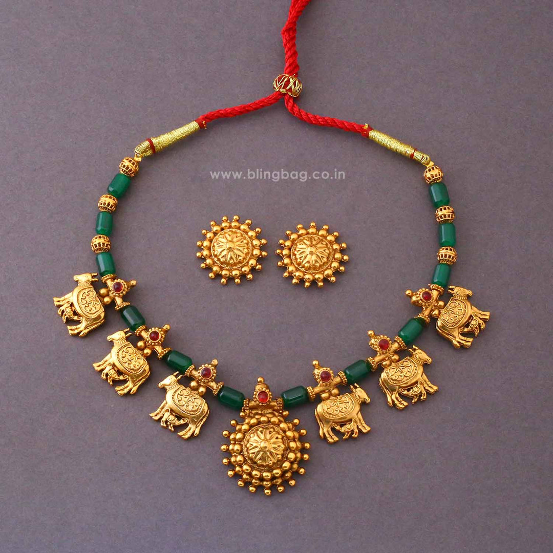 Multicolor Yashirini Antique Jewellery Set- New Arrival