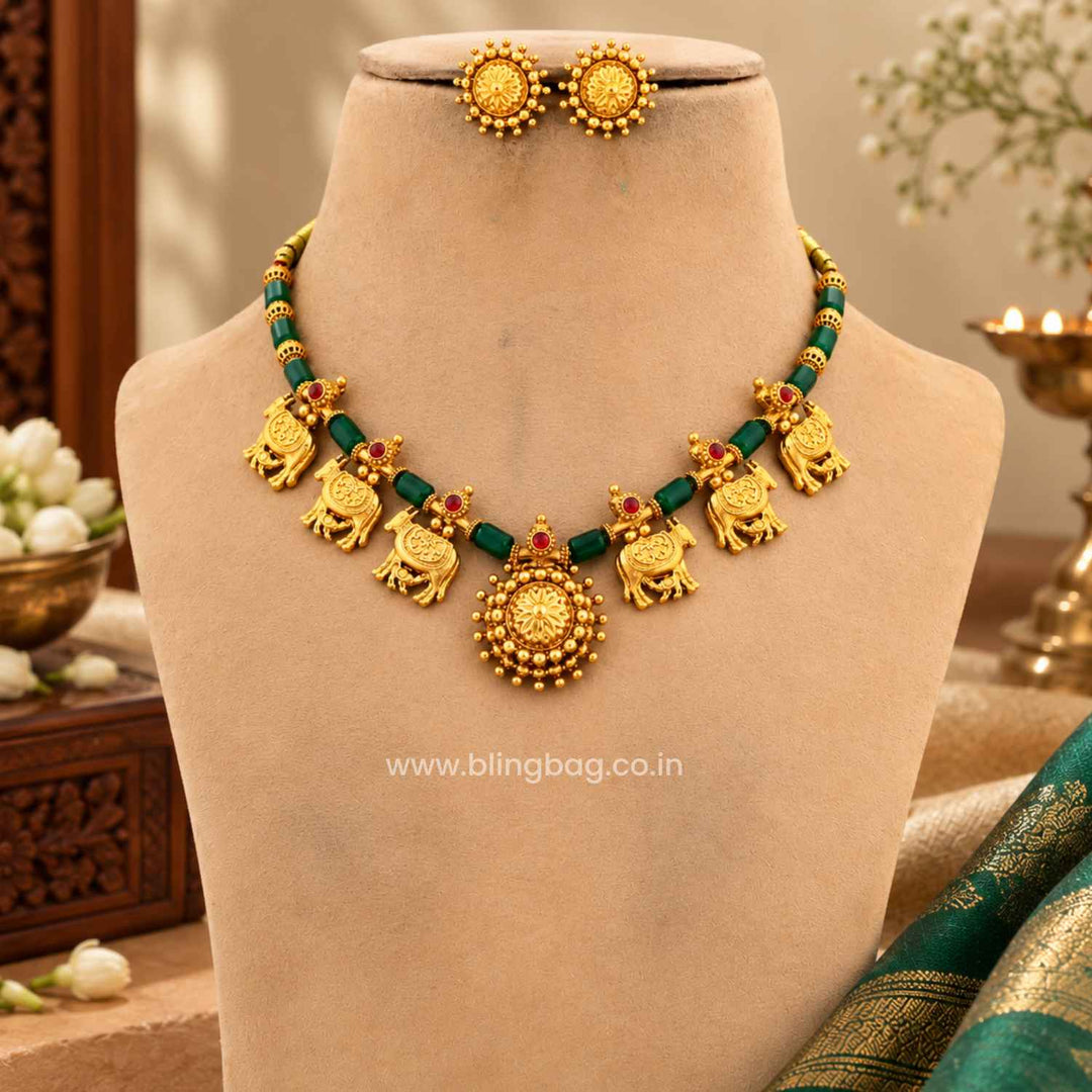 Multicolor Yashirini Antique Jewellery Set- New Arrival