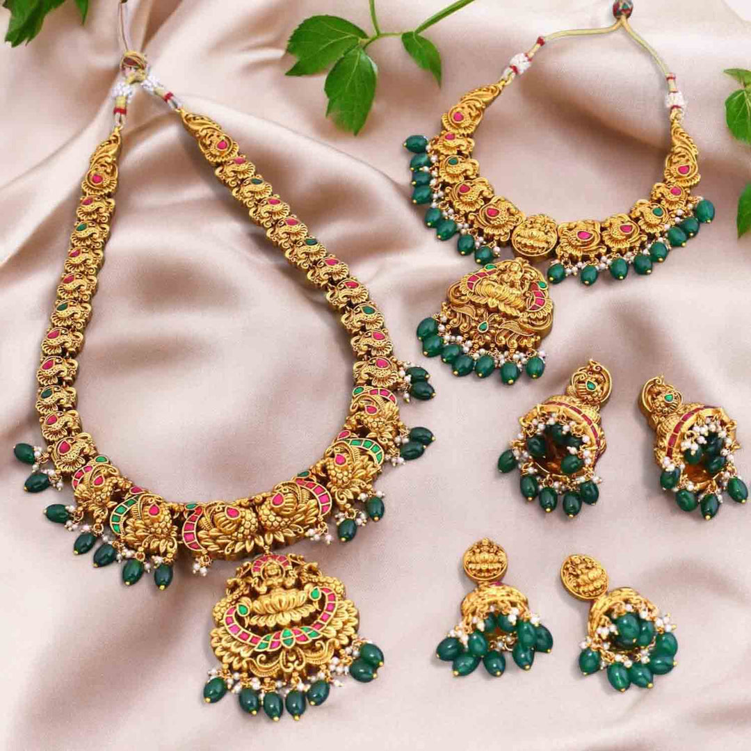 Multicolor Yatshumi Bridal Temple Jewellery Set- New Arrival