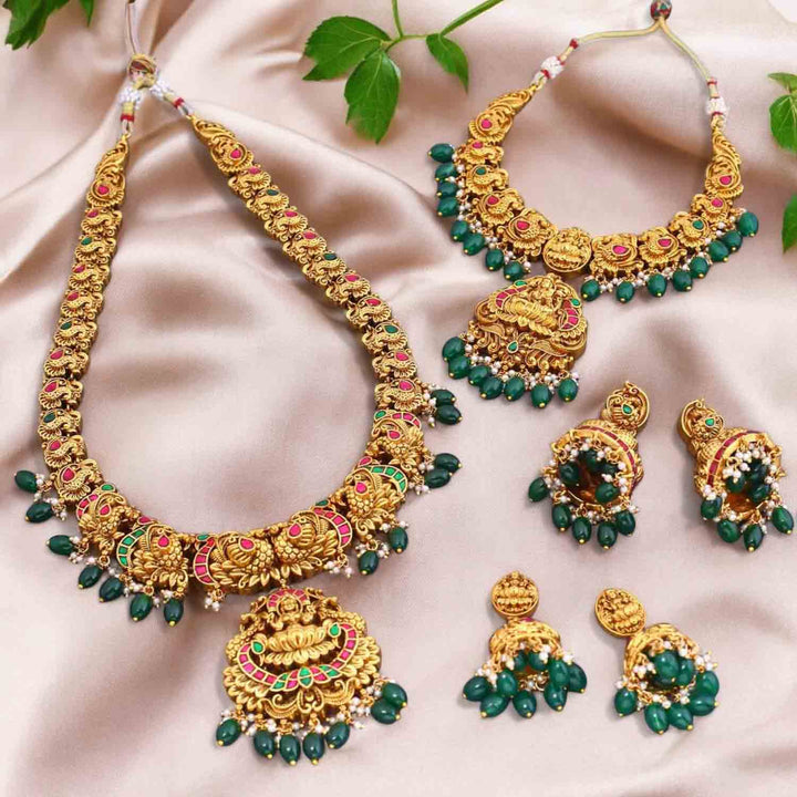 Multicolor Yatshumi Bridal Temple Jewellery Set- New Arrival
