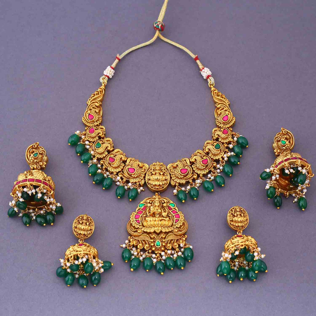 Multicolor Yatshumi Bridal Temple Jewellery Set- New Arrival