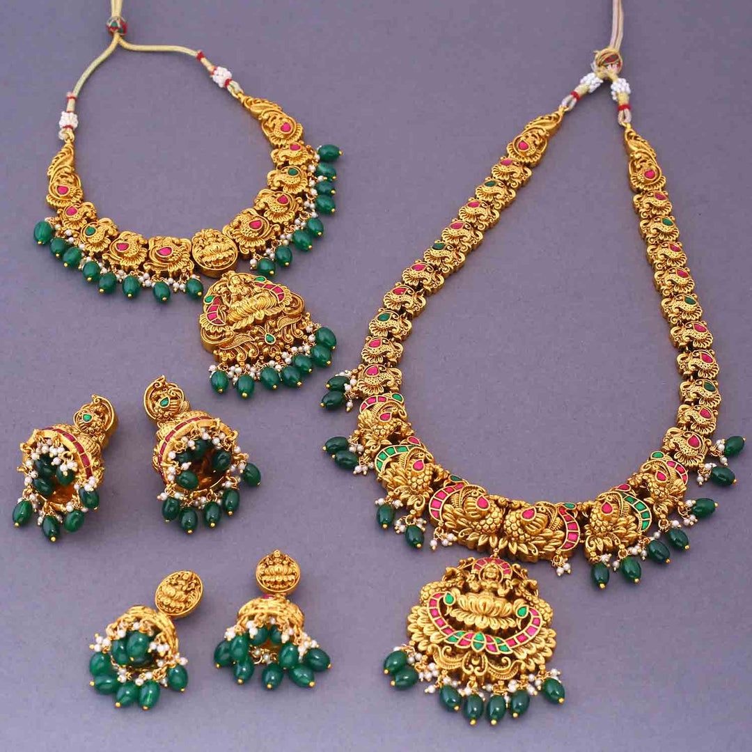 Multicolor Yatshumi Bridal Temple Jewellery Set- New Arrival