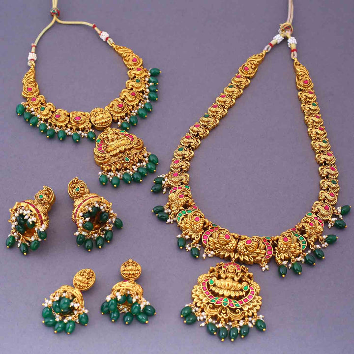 Multicolor Yatshumi Bridal Temple Jewellery Set- New Arrival
