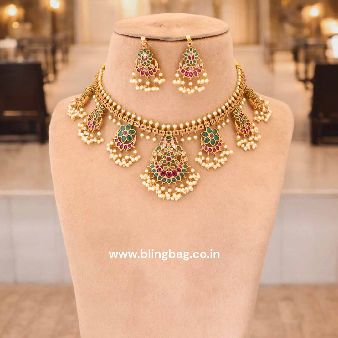 Multicolor Yogamaya Antique Jewellery Set - New Arrival