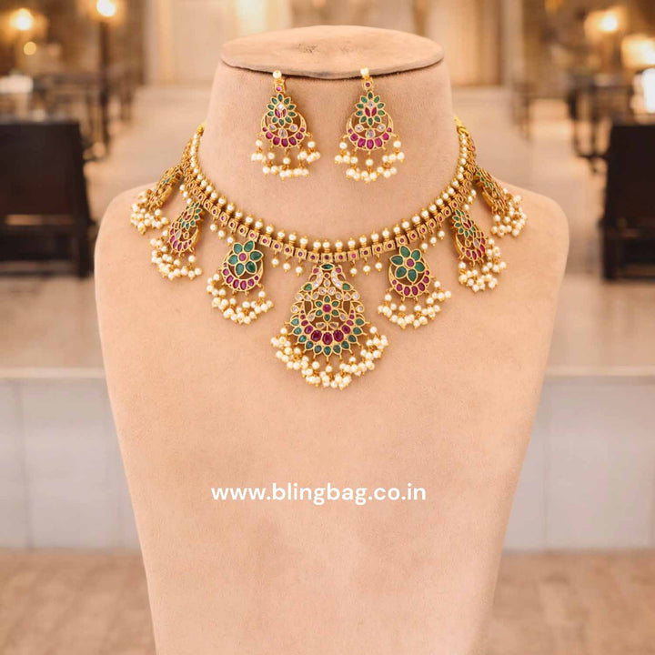Multicolor Yogamaya Antique Jewellery Set - New Arrival
