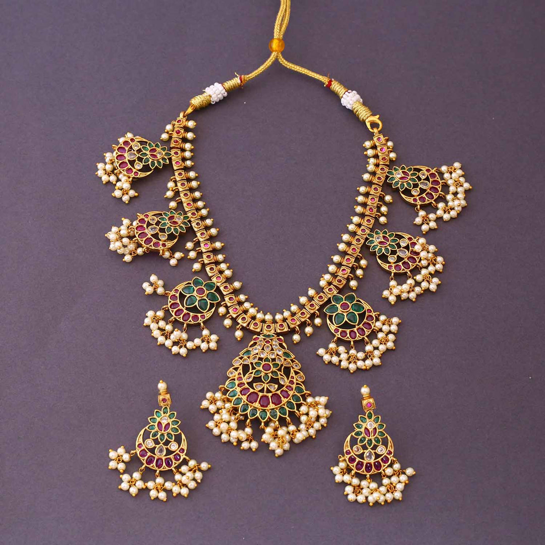 Multicolor Yogamaya Antique Jewellery Set - New Arrival