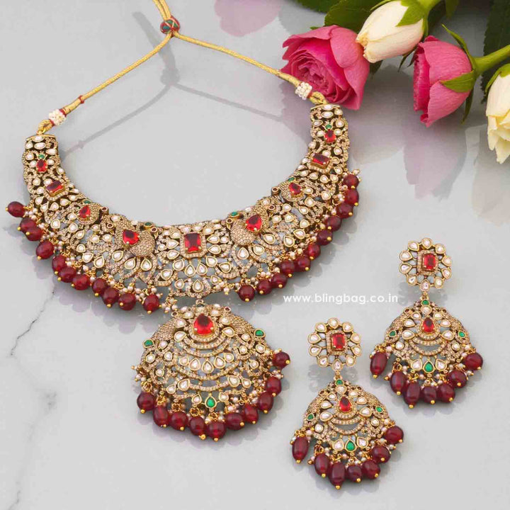 Maroon Ysolde Hasli Victorian Jewellery Set - New Arrival