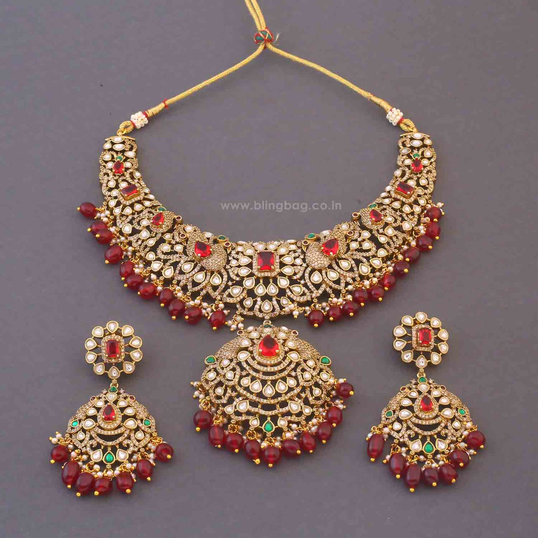 Maroon Ysolde Hasli Victorian Jewellery Set - New Arrival