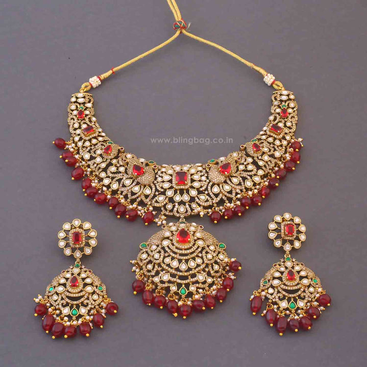 Maroon Ysolde Hasli Victorian Jewellery Set - New Arrival