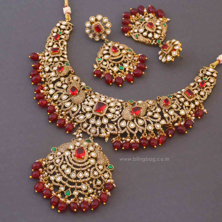 Maroon Ysolde Hasli Victorian Jewellery Set - New Arrival