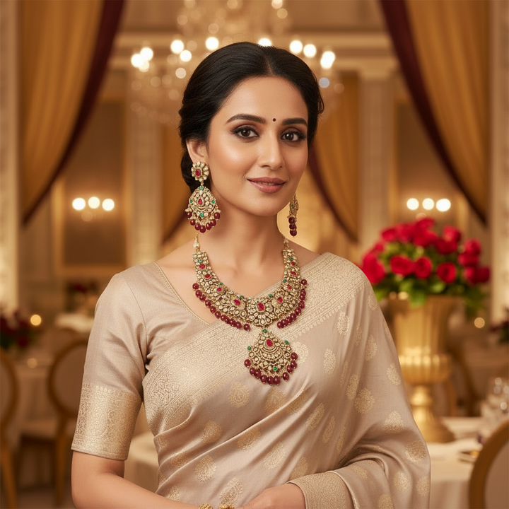 Maroon Ysolde Hasli Victorian Jewellery Set - New Arrival