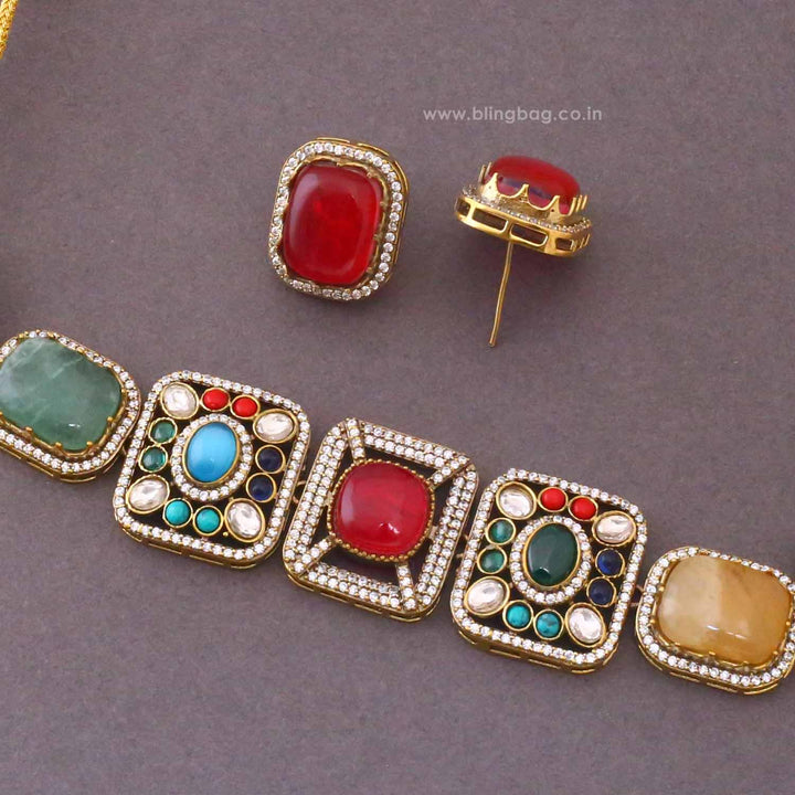 Multicolor Yvonnea Victorian Jewellery Set - New Arrival