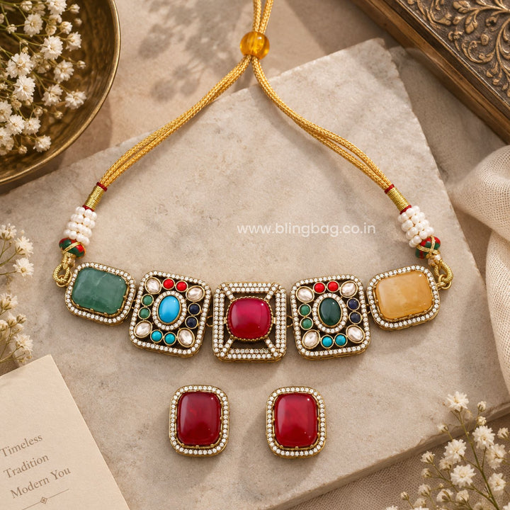 Multicolor Yvonnea Victorian Jewellery Set - New Arrival