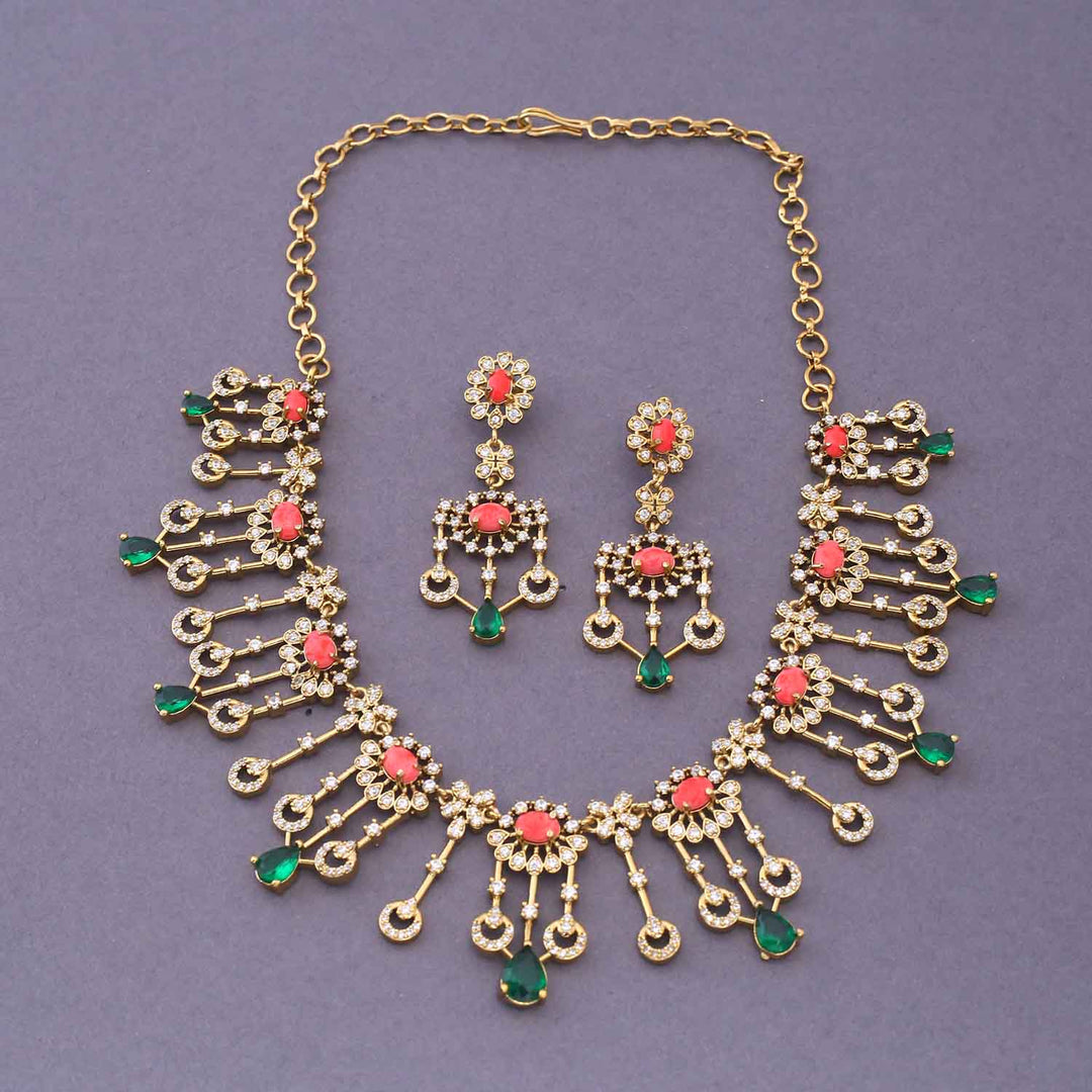 Multicolor Zarita Victorian Jewellery Set - New Arrival