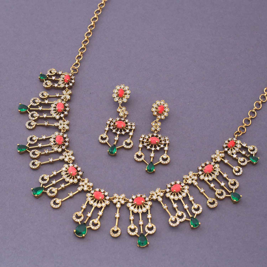 Multicolor Zarita Victorian Jewellery Set - New Arrival