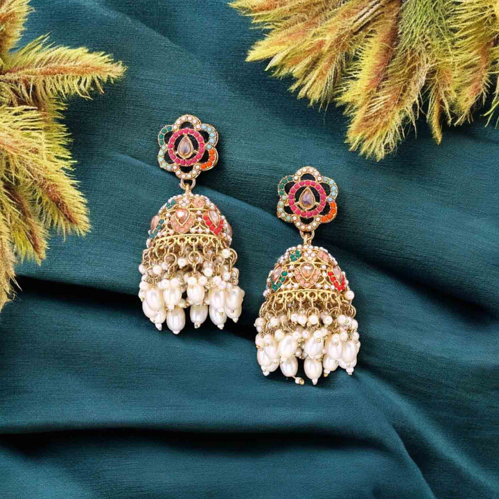 Multicolor Zarqa Punjabi Jhumkis