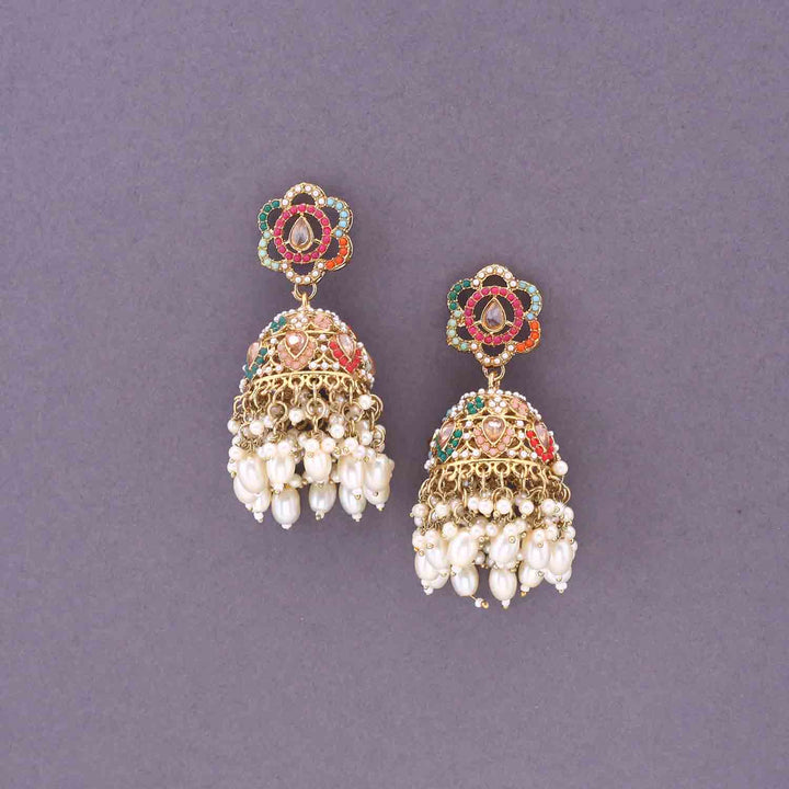 Multicolor Zarqa Punjabi Jhumkis