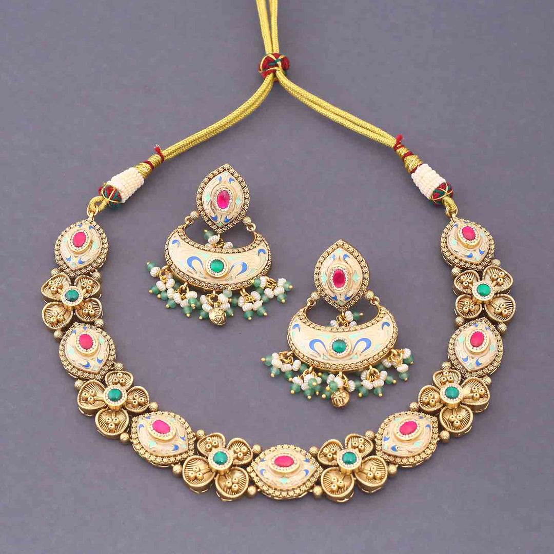 Multicolor Zeena Antique Rajwadi Set
