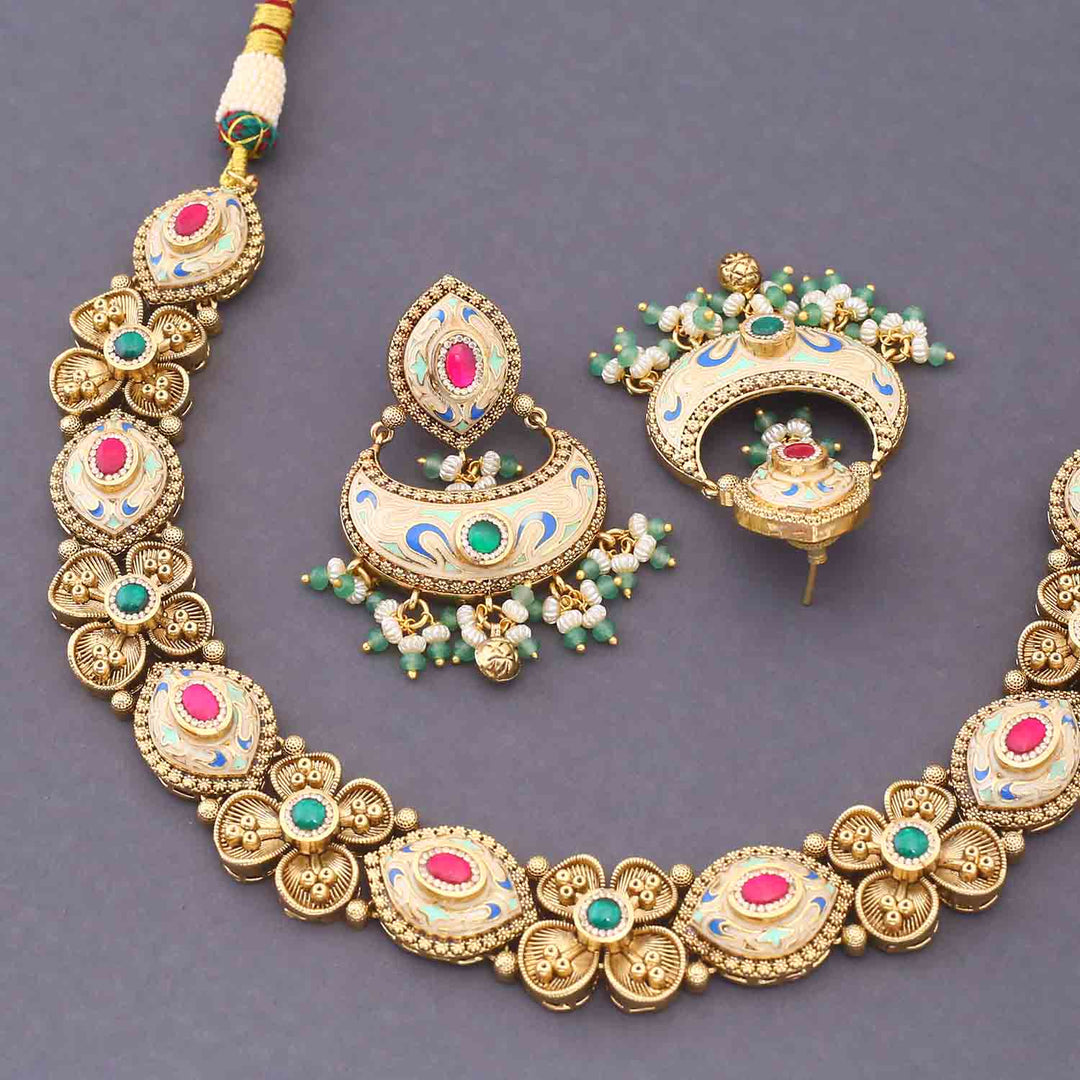Multicolor Zeena Antique Rajwadi Set