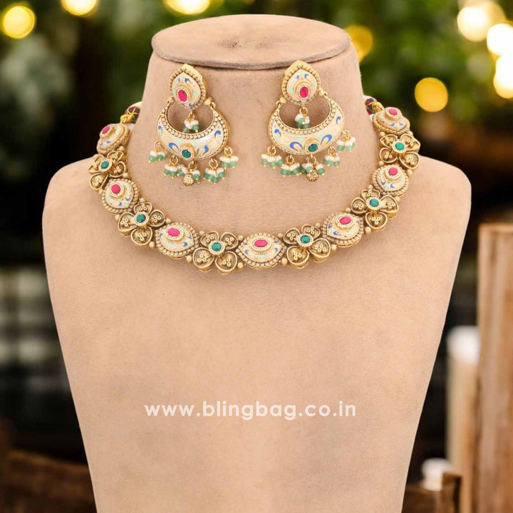 Multicolor Zeena Antique Rajwadi Set