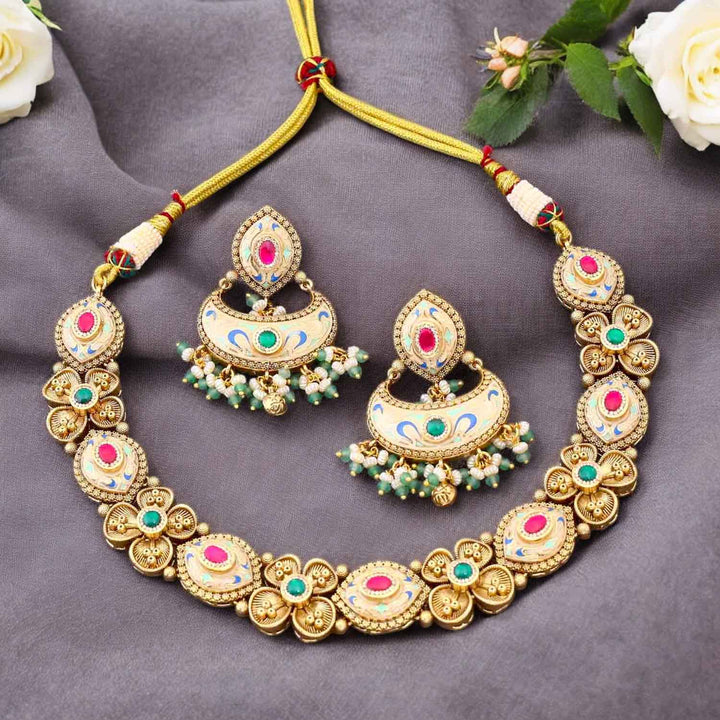 Multicolor Zeena Antique Rajwadi Set