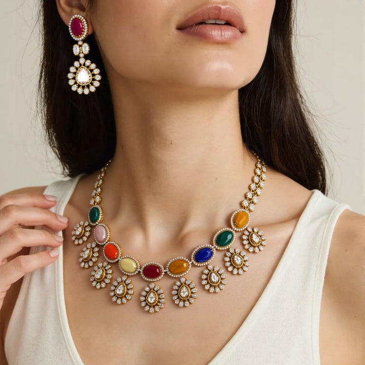 Multicolor Zevara Victorian Jewellery Set - New Arrival