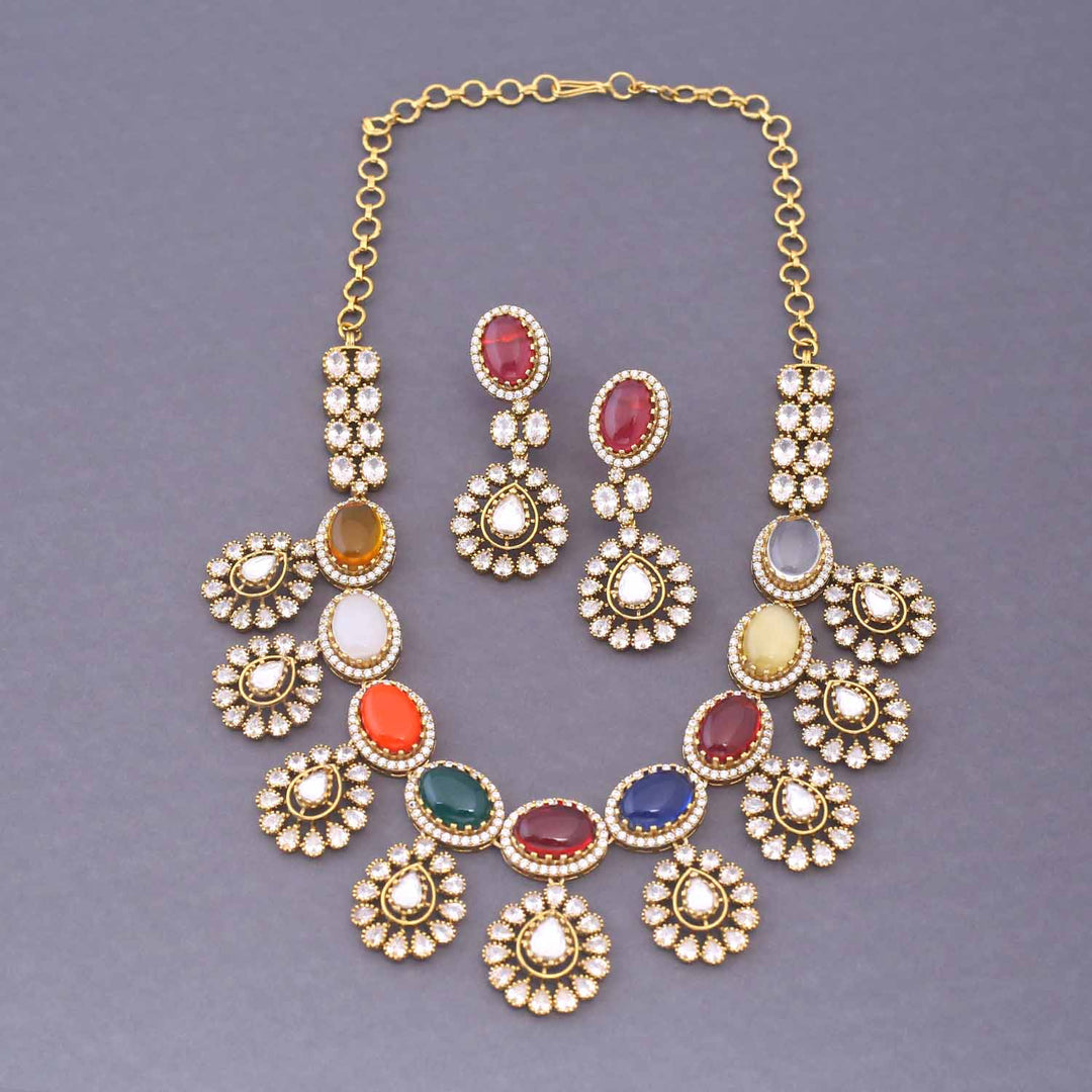 Multicolor Zevara Victorian Jewellery Set - New Arrival